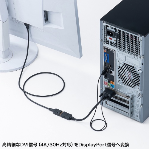 DVI-DisplayPort 変換アダプタ 4K/30Hz 約15cm RoHS6 10 対応