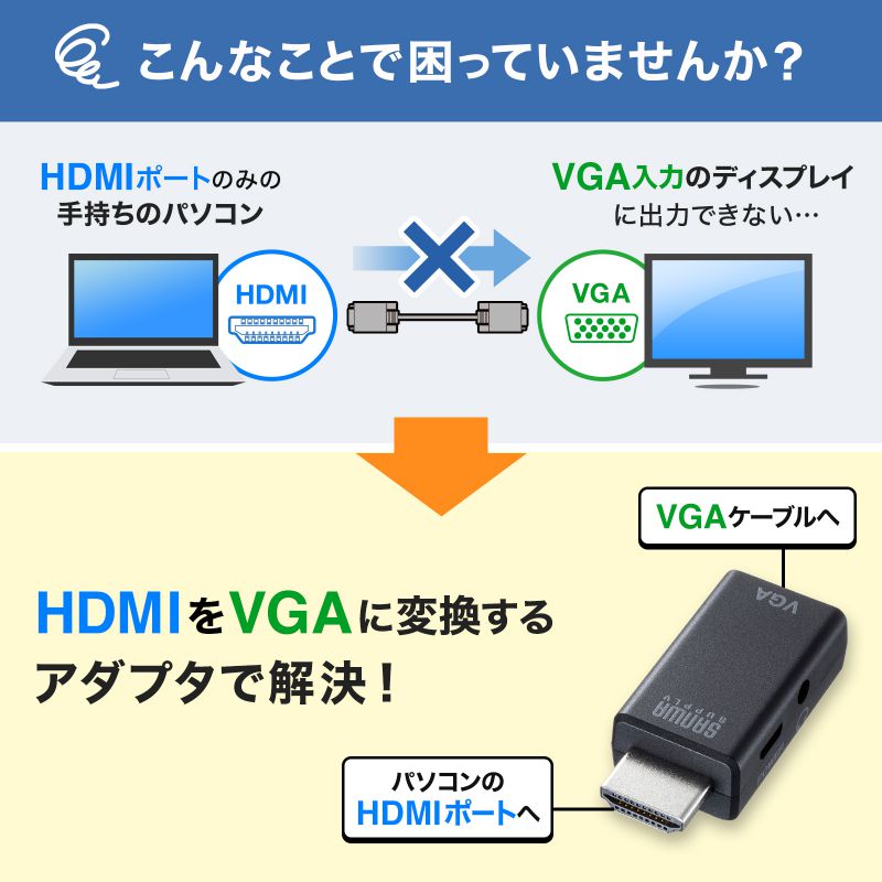 HDMI-VGA変換アダプタ（オーディオ出力付き） AD-HD25VGA