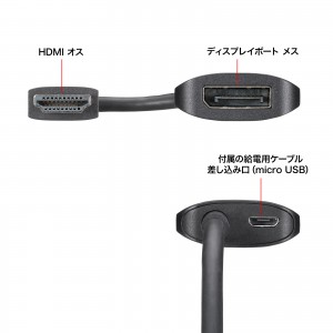 HDMI-DisplayPort変換アダプタ AD-HD31DP 5個セット HDMI-DisplayPort変換アダプタ 4K/60Hz ケーブル長20cm パソコン