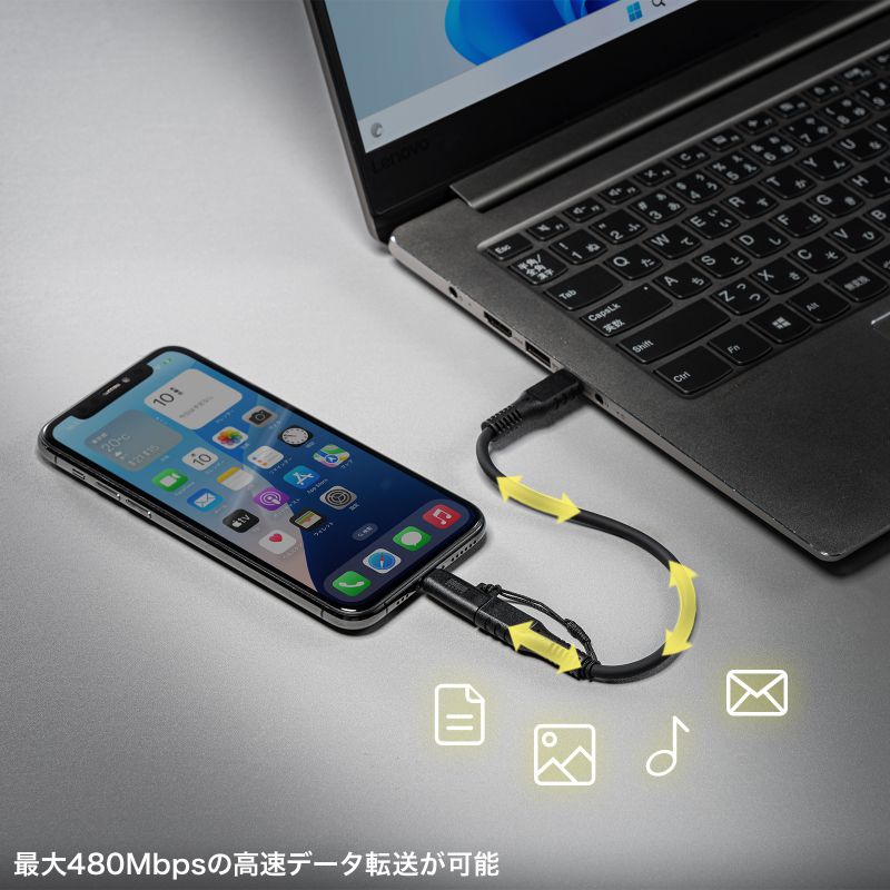 USB Type-C LightningϊA_v^ PD60W USB2.0 MFiF f[^] [d Xgbvt ubN AD-USB30LCFBK