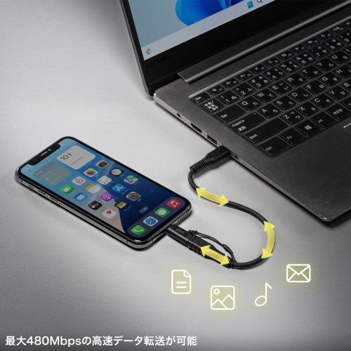 USB Type-C LightningϊA_v^ PD60W USB2.0 MFiF f[^] [d Xgbvt ubN AD-USB30LCFBK