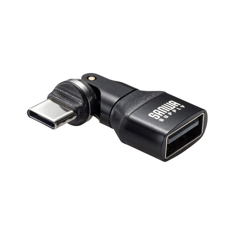 USB A to C �ϊ��A�_�v�^ 540����] �㉺���E �S�����Ή� L�� L�^ �R�l�N�^ USB2.0 Type-C�I�X-USB A���X �����ϊ� �u���b�N