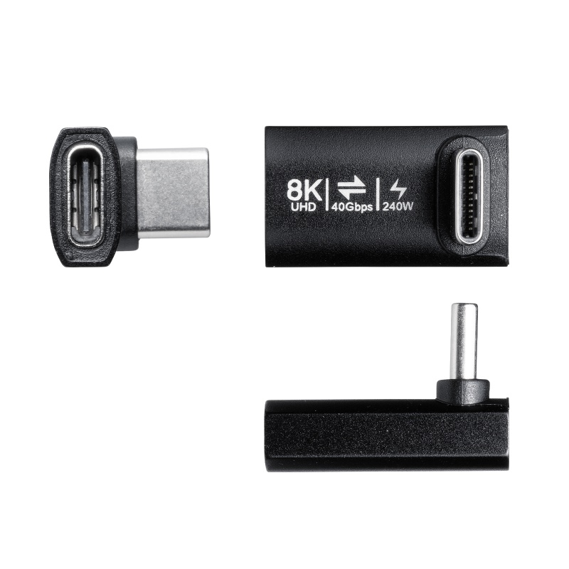 USB-C�ϊ��A�_�v�^ L���^ �����^�C�v �㉺���� USB 40Gbps �����]�� PD240W �}���[�d CtoC�R�l�N�^ �u���b�N