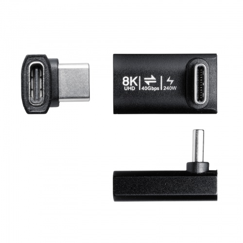 USB-C�ϊ��A�_�v�^ L���^ �����^�C�v �㉺���� USB 40Gbps �����]�� PD240W �}���[�d CtoC�R�l�N�^ �u���b�N