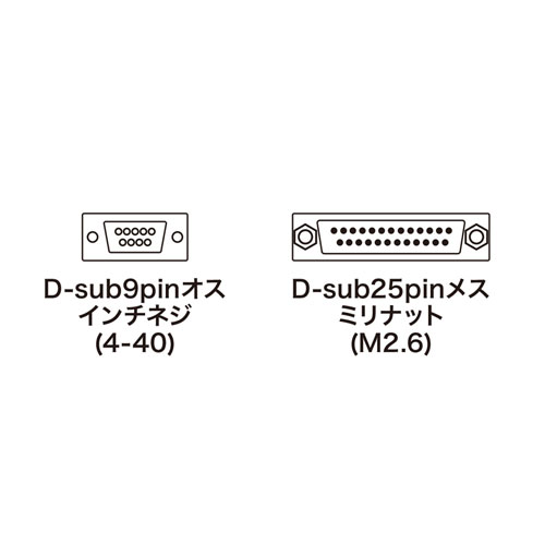 RS-232C変換アダプタ（D-sub9pinオス-D-sub25pinメス） AD09-9M25FK