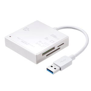 マルチカードリーダー(USB3.0/USB 3.1 Gen1対応・コンパクト・ホワイト)