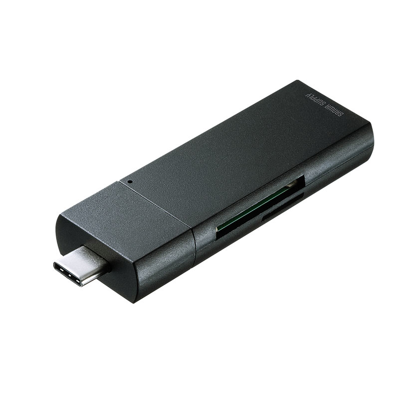 Type-Cカードリーダー(USB Aポート付き・コンパクト・ブラック・PS5対応) ADR-3TCMS7BK