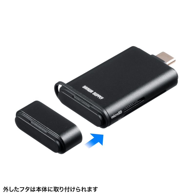 USB-C �J�[�h���[�_�[ SD microSD �J�[�h UHS-II �Ή� USB3.0 5Gbps 2-in-1 ���^ �y�� ���� �u���b�N