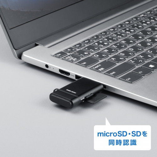 USB-C �J�[�h���[�_�[ SD microSD �J�[�h UHS-II �Ή� USB3.0 5Gbps 2-in-1 ���^ �y�� ���� �u���b�N