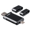 �J�[�h���[�_�[ USB A & USB-C �ڑ� SD microSD �J�[�h UHS-II �Ή� USB3.0 5Gbps 2-in-1 ���^ �y�� ���� �u���b�N