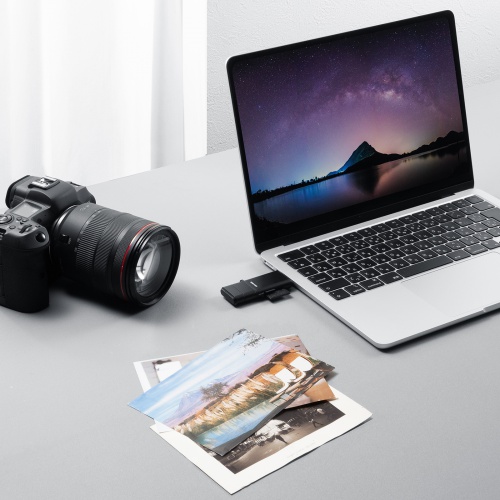 �J�[�h���[�_�[ USB A & USB-C �ڑ� SD microSD �J�[�h UHS-II �Ή� USB3.0 5Gbps 2-in-1 ���^ �y�� ���� �u���b�N