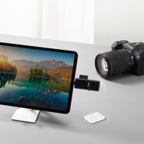 �J�[�h���[�_�[ USB A & USB-C �ڑ� SD microSD �J�[�h UHS-II �Ή� USB3.0 5Gbps 2-in-1 ���^ �y�� ���� �u���b�N