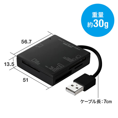 AEgbgFUSB}`J[h[_[ SD microSD CF MS xDΉ USB2.0 USB Aڑ ubN ZADR-ML15BKN