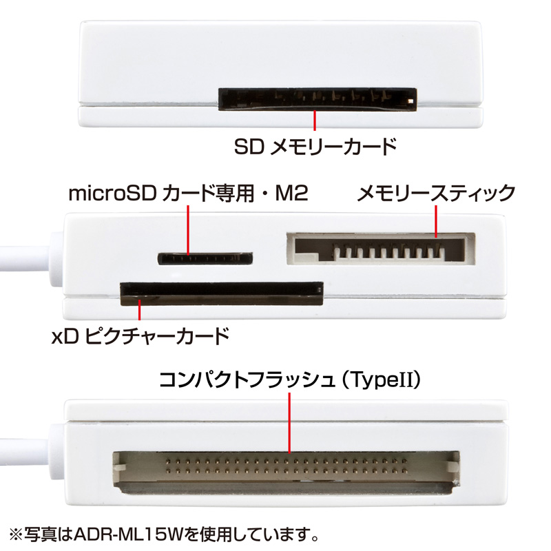 USB}`J[h[_[ SD microSD CF MS xDΉ USB2.0 USB Aڑ ubN ADR-ML15BK