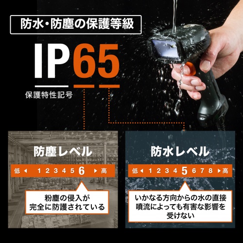 高性能2次元バーコードリーダー DPM対応 IP65 日本語QR 有線 1次元/2