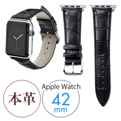 Apple Watch用交換ベルト（本革/レザーバンド・42mm・ブラック） BI