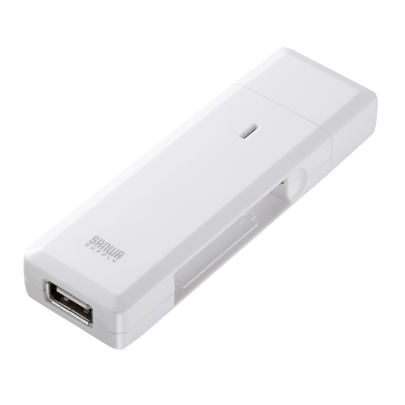 【わけあり在庫処分】 USB出力付ポータブルバッテリー充電器（単四充電池専用・ホワイト） BTN-RDC1W