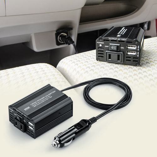 カーインバーター 120W出力 スマホ充電用USBポート付き CAR-CHR80AC