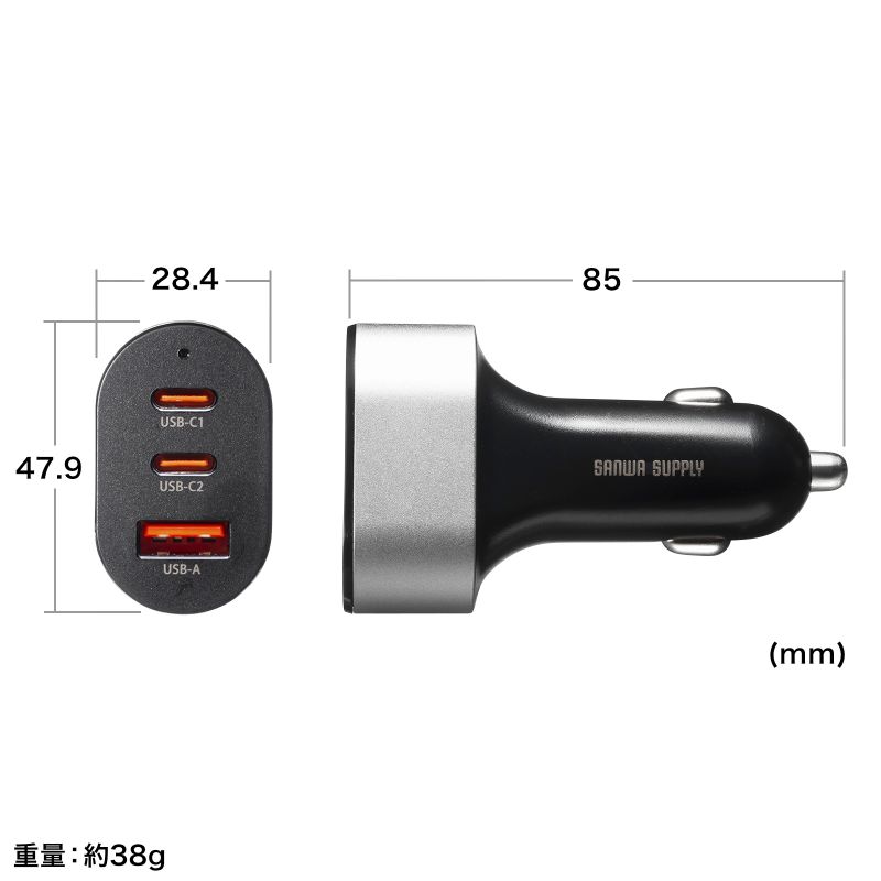 J[`[W[ PDΉ ő67W Type-C~3 USB-A~1 12V/24VԑΉ X}z ^ubg m[gp\R CAR-CHR83CPD