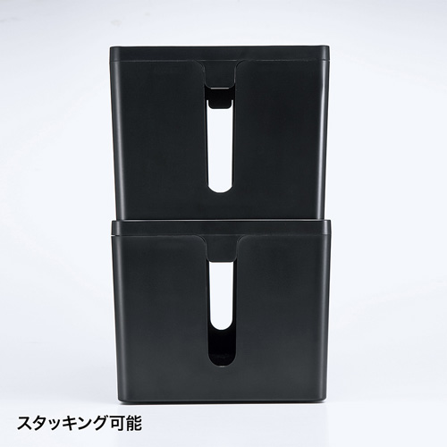 ケーブル＆タップ収納ボックス（Mサイズ・ブラック）
