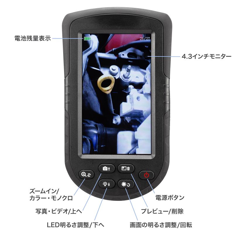 工業内視鏡カメラファイバースコープHDデジタルボアスコープ4.3インチLCD 楽天市場】工業内視鏡カメラファイバースコープHDデジタルボア