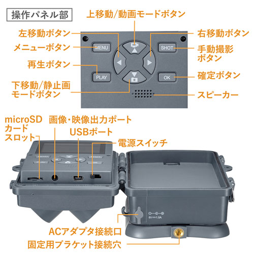 トレイルカメラ(防犯・ワイヤレス・赤外線センサー内蔵・800万画素・IP54防水防塵)