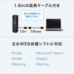 WEBカメラ マイク スピーカー内蔵 スピーカーフォン 200万画素 全指向