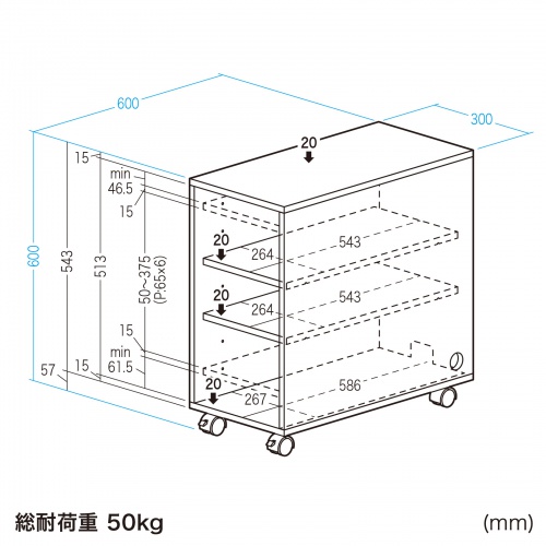 収納ボックス 機器収納ボックス マルチラック 幅30×奥行60×高さ60cm