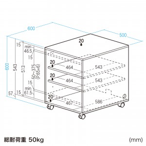 収納ボックス 機器収納ボックス マルチラック 幅50×奥行60×高さ60cm