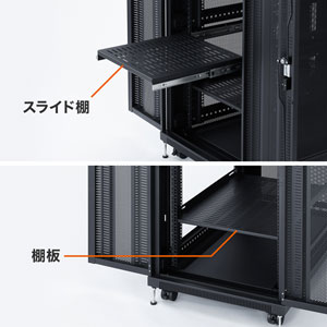 19インチサーバーラック（大型・36U・奥行110cm・メッシュパネル・棚板