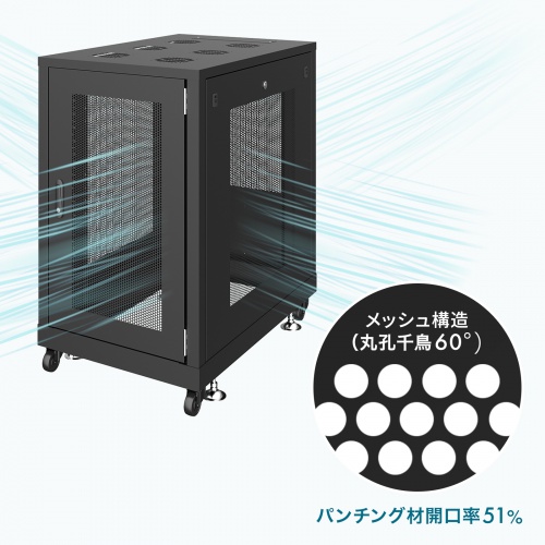 サーバーラック 19インチ 中型 18U 奥行90cm メッシュパネル