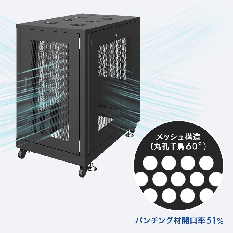 A625 サンワサプライ サーバーラック 中型 メッシュパネル 鍵キャスター付き A625 サンワサプライ サーバーラック 中型 メッシュパネル 鍵