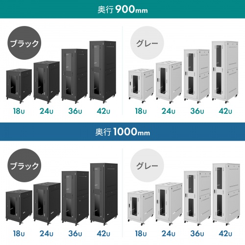 サーバーラック 19インチ 大型 42U 奥行90cm ライトグレー