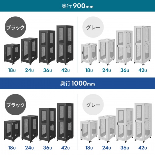 サーバーラック 19インチ 大型 42U 奥行90cm メッシュパネル