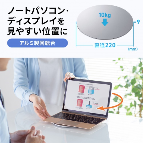 アルミ製回転台（Φ220mm） CR-40の通販ならサンワダイレクト
