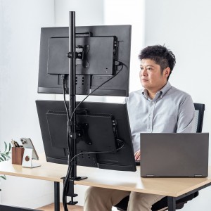 モニターアーム 2画面 上下設置 縦2枚 32インチまで 耐荷重8kg 