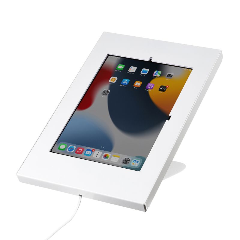 iPad用スチール製スタンド付きケース（ホワイト）｜サンプル無料貸出対応 CR-LASTIP34W |サンワダイレクト