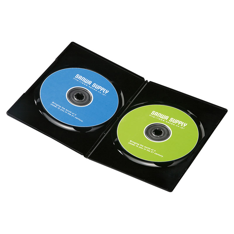 スリムDVDトールケース（2枚収納・10枚セット・ブラック） DVD-TU2-10BKN
