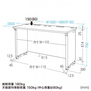 eデスク セミーオーダーデスク 特注 オフィスデスク パソコンデスク グレー 幅105cm 奥行50cm 高さ70cm【受注生産品】 ED -SK10550GYの販売商品 | 通販ならサンワダイレクト