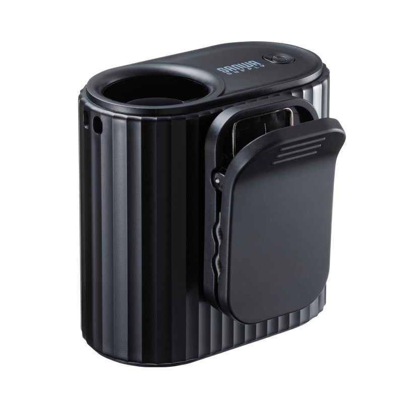 2WAY�x���g�t�@�� USB��@ �E�G�X�g�t�@�� ���ő̓d�r �������t�@�� ������ 100�i�K���� ������/�񂩂� �ȈՋ󒲍�ƕ� ���^ ���S LED�c�ʕ\�� USB-C�[�d �u���b�N