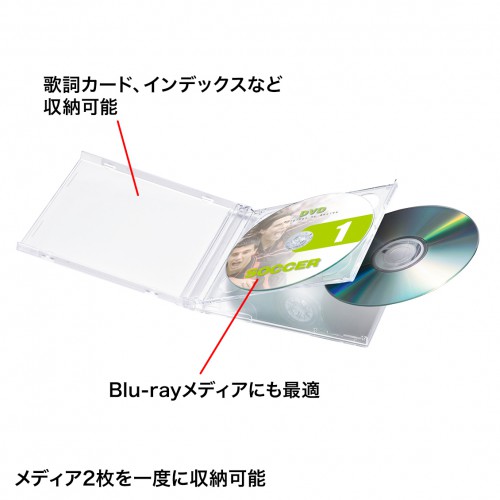 Blu-ray・DVD・CDケース（2枚収納タイプ・5枚セット） FCD-22CLN2の