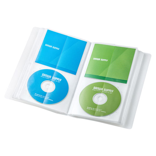 CDジャケット収納対応ディスクファイルケース（32枚＋32冊収納・クリア ...