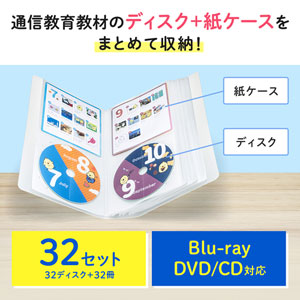 CDジャケット収納対応ディスクファイルケース（32枚＋32冊収納・クリア） FCD-FLBD32BCLの通販ならサンワダイレクト