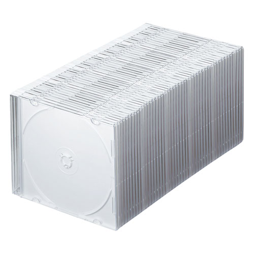 Blu-ray・DVD・CDケース（スリムタイプ・50枚セット・ホワイト） FCD-PU50MWN2
