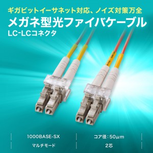 メガネ型 光ファイバケーブル マルチモード 50μm LC×2-LC×2 40m 2芯