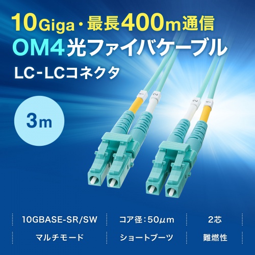 ���t�@�C�o�P�[�u�� OM4 10GBASE-SR/SW�K�i 10Gbps �}���`���[�h LC�~2-LC�~2 ���K�l�^ 2�c 50��m �V���[�g�u�[�c 3m