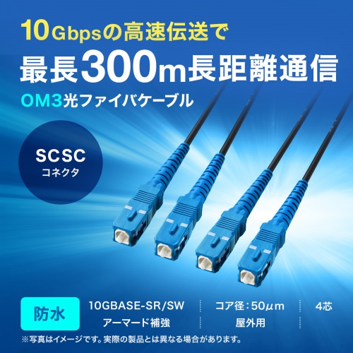�h�����o�X�g���t�@�C�o�P�[�u�� OM3 10GBASE-SR/SW�K�i 10Gbps �}���`���[�h 50��m 4�c ���[SC�~4 PBT�`���[�u 5m