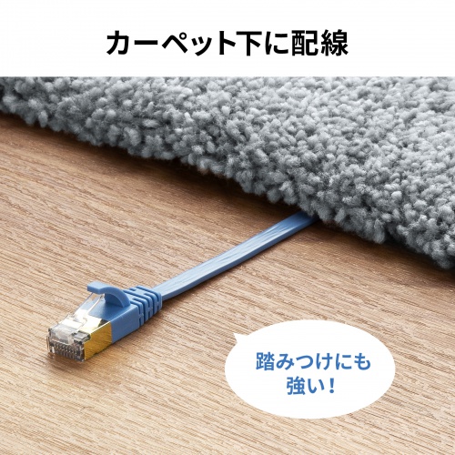 CAT7�t���b�gLAN�P�[�u�� 10m �u���[