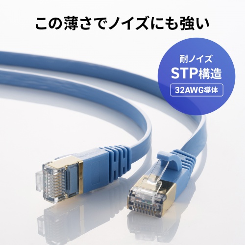 CAT7�t���b�gLAN�P�[�u�� 10m �u���[