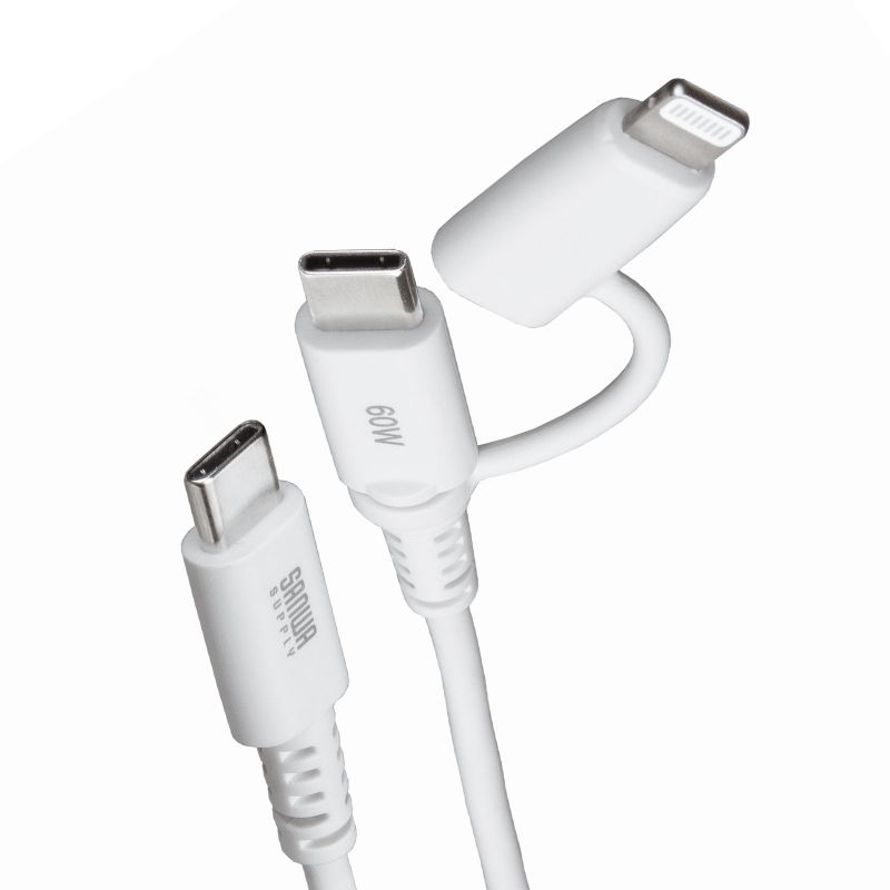 USB Type-C�P�[�u�� Lightning�ϊ� 2in1  PD60W�Ή� USB2.0 MFi�F�ؕi iPhone16 iPhone14�ȑO �f�[�^�]�� �[�d 1m �z���C�g